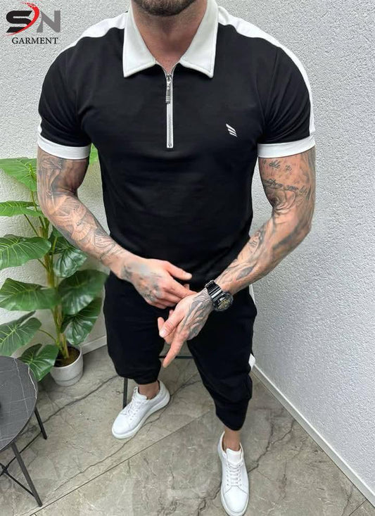 Collar Stripe Zip Style Tracksuit - Turnout